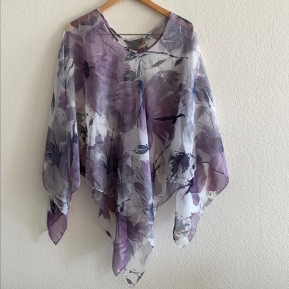 Chiffon poncho flower